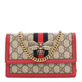 Gucci GG Supreme Monogram Web Queen Margaret Chain Wallet Red