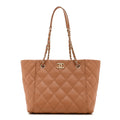 Chanel Caviar Quilted Small Shopping Tote Dark Beige