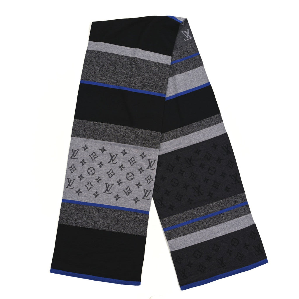 Louis Vuitton Wool Monogram Color Block Scarf Black