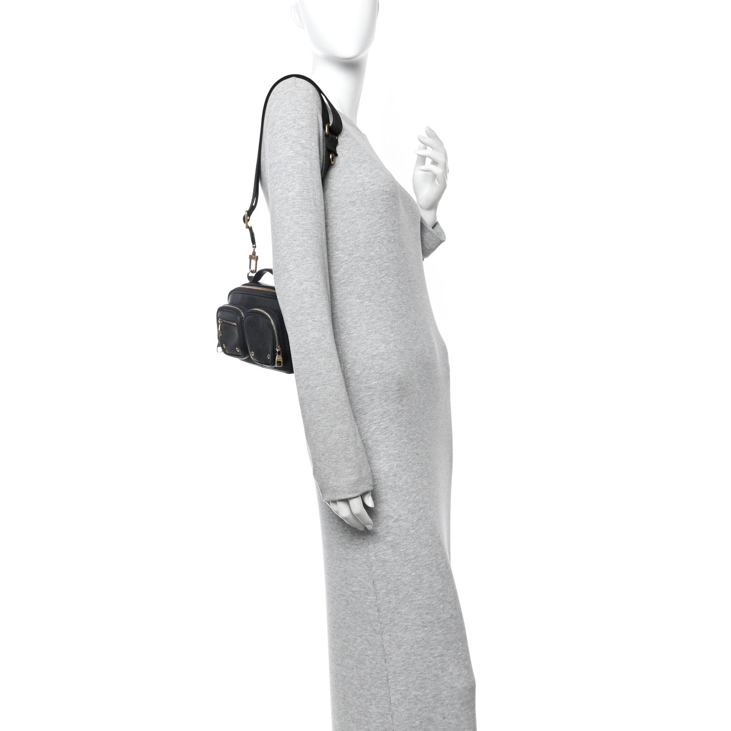 Louis Vuitton Calfskin Monogram Embossed Utility Crossbody Black
