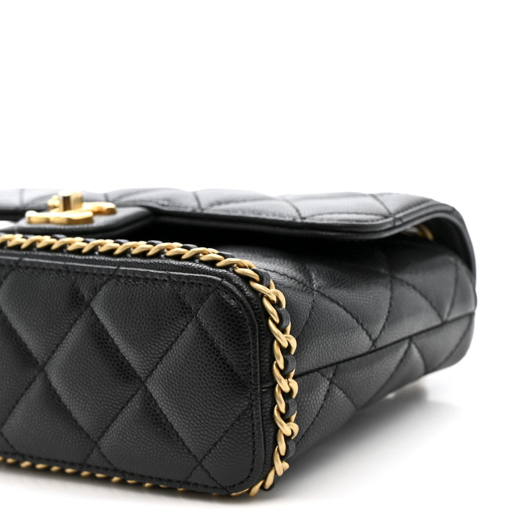 Chanel Caviar Quilted Camellia Chain Around Flap Black