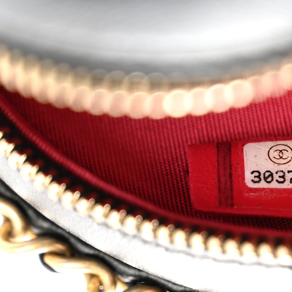 Chanel Lambskin Quilted Chain Around CC Round Clutch With Chain Black
