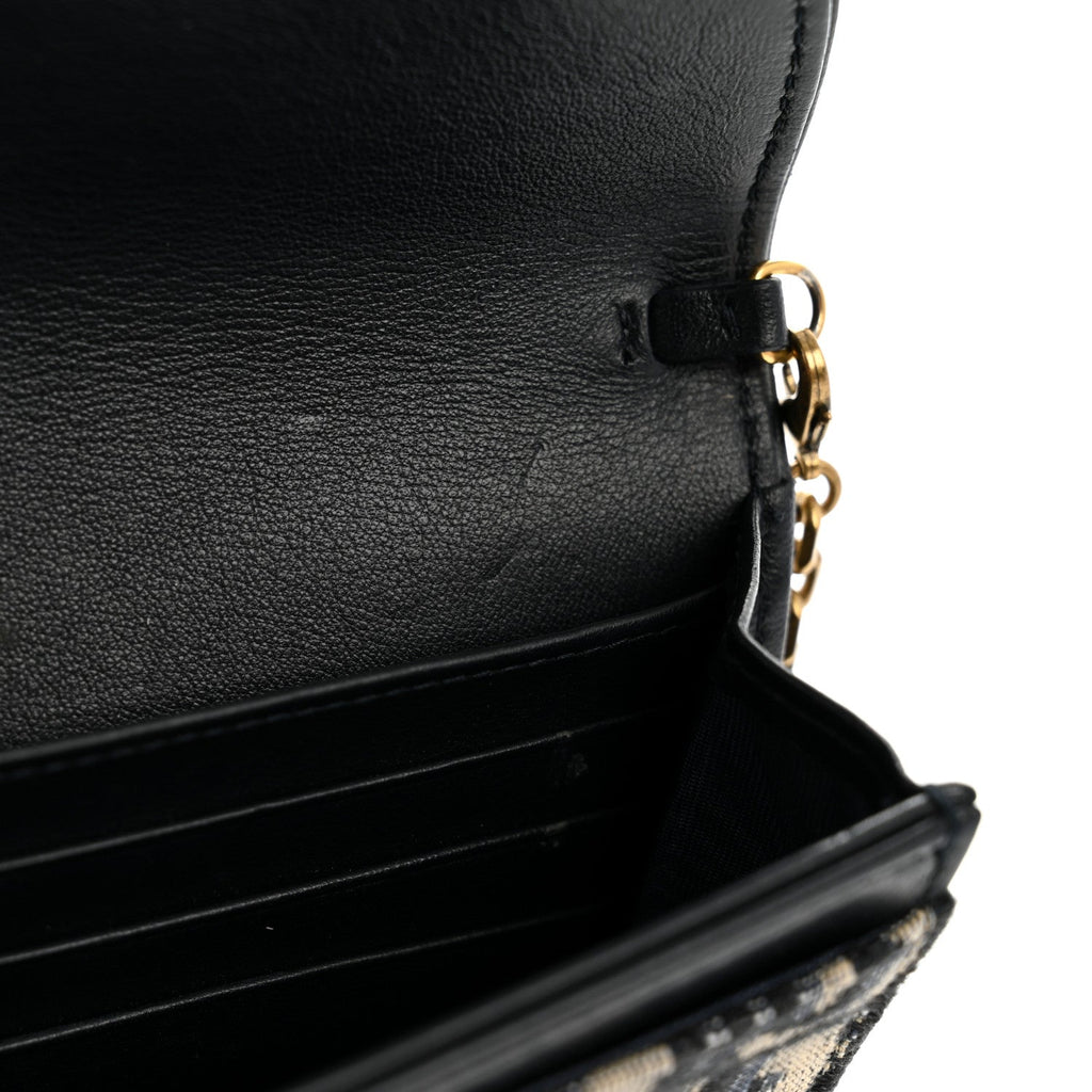 Christian Dior Oblique Saddle Chain Long Wallet Blue