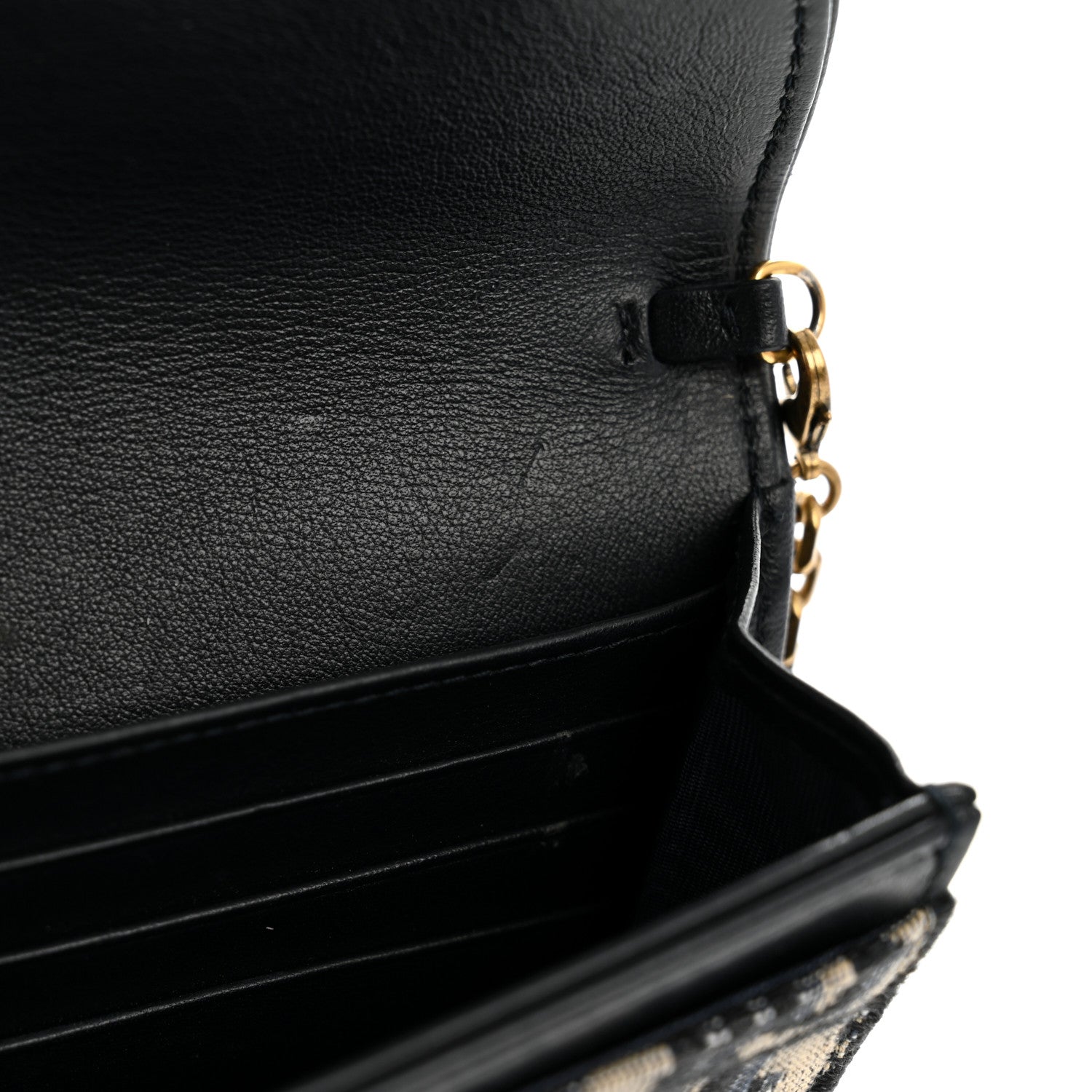 Christian Dior Oblique Saddle Chain Long Wallet Blue