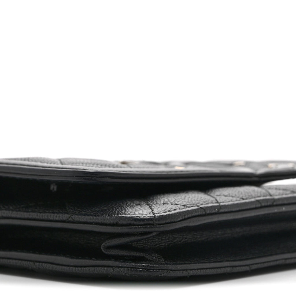 Chanel Caviar Quilted CC Filigree Wallet On Chain WOC Black