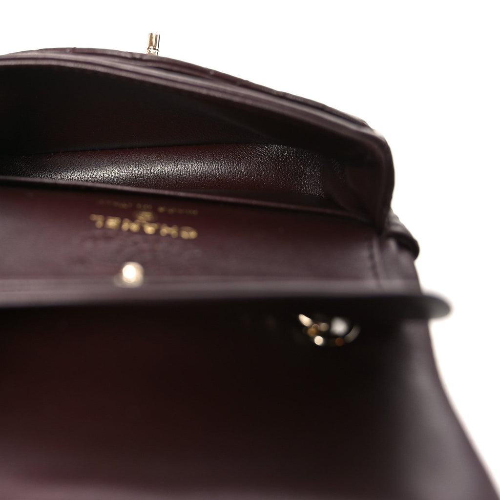 Chanel Lambskin Quilted Mini Double Flap With Hook Dark Brown