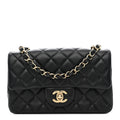 Chanel Lambskin Quilted Mini Rectangular Flap Black