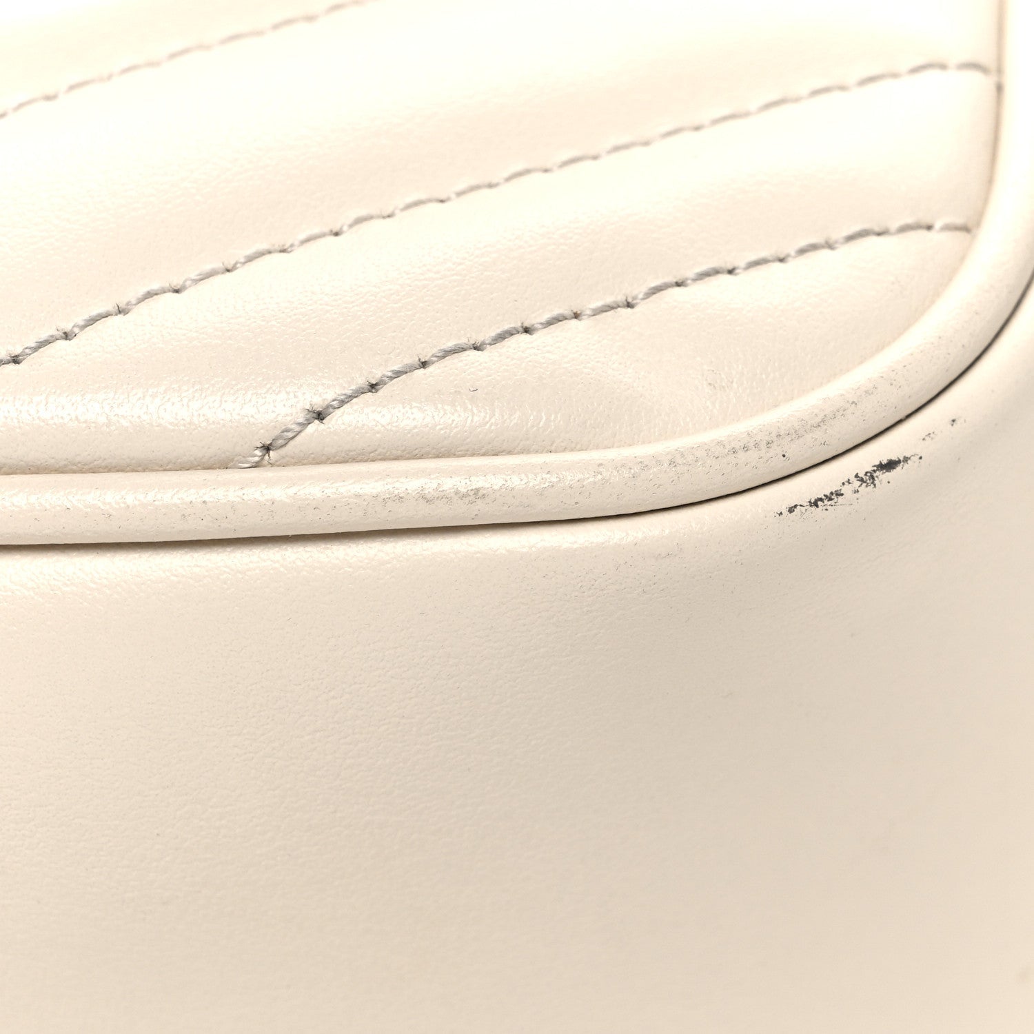 Gucci Calfskin Matelasse Small GG Marmont Chain Shoulder Bag White