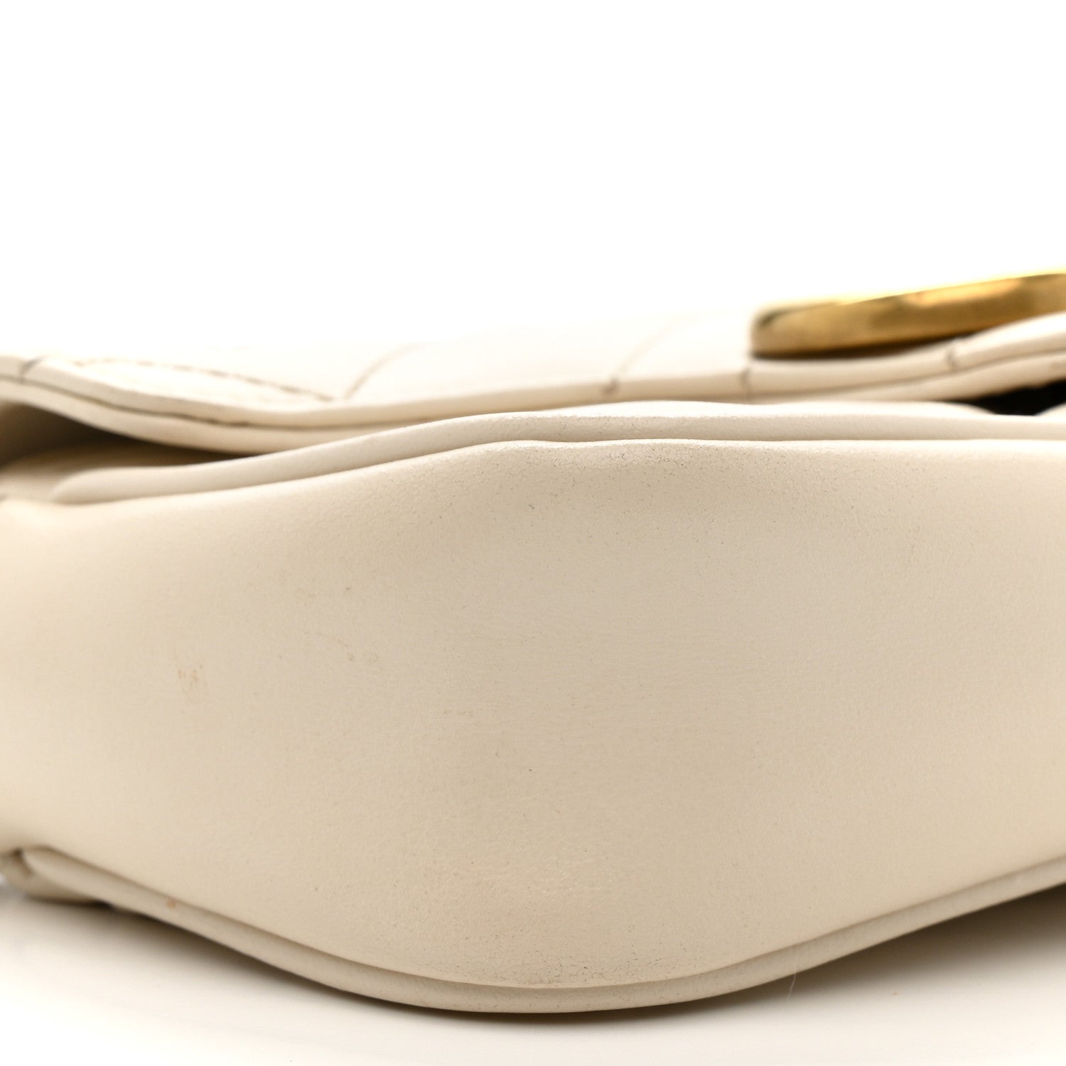 Gucci Calfskin Matelasse Super Mini GG Marmont Shoulder Bag White