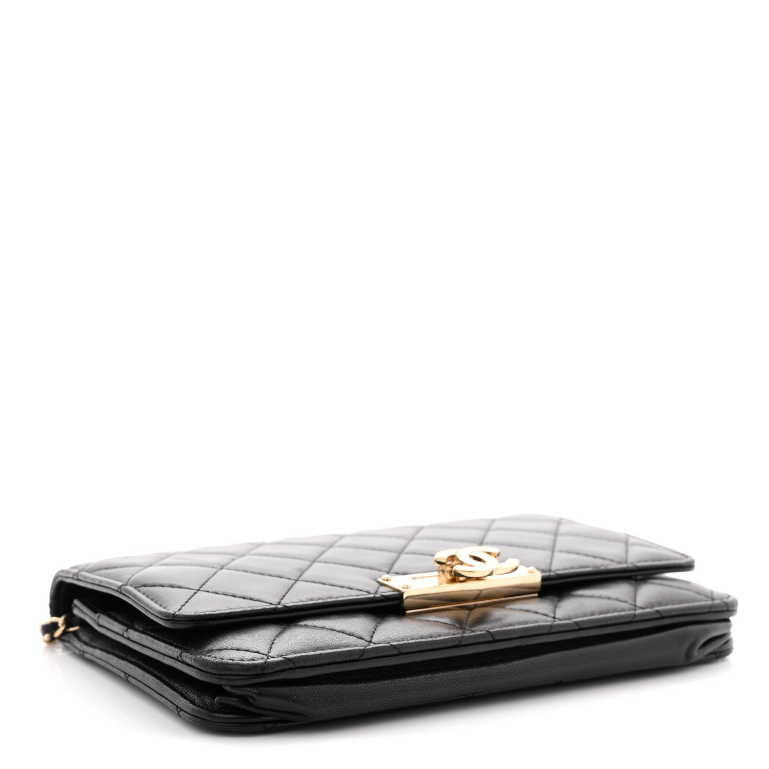 Chanel Lambskin Quilted Golden Class Wallet on Chain WOC Black