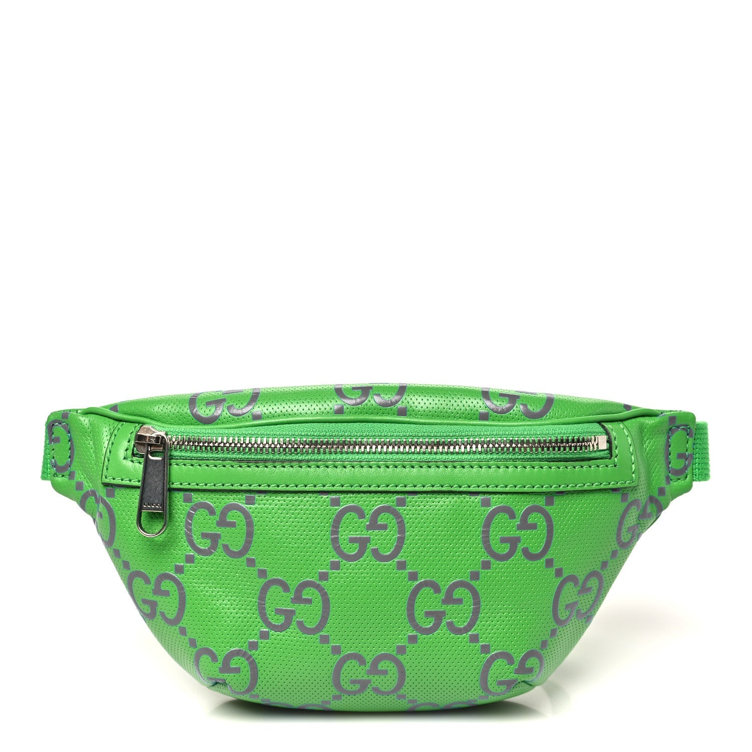 Gucci Calfskin GG Tennis Bi-Color Embossed Belt Bag Joy Green Joy Blue