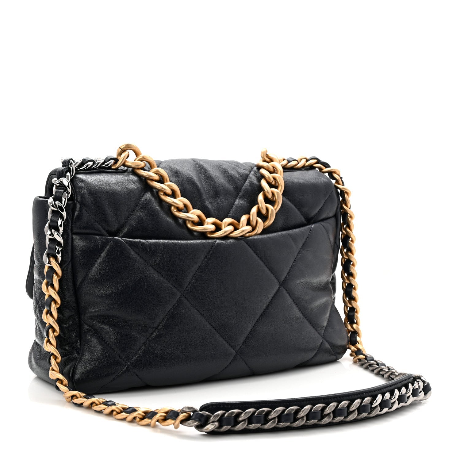 Chanel Goatskin Quilted Large Chanel 19 Flap Navy Blue