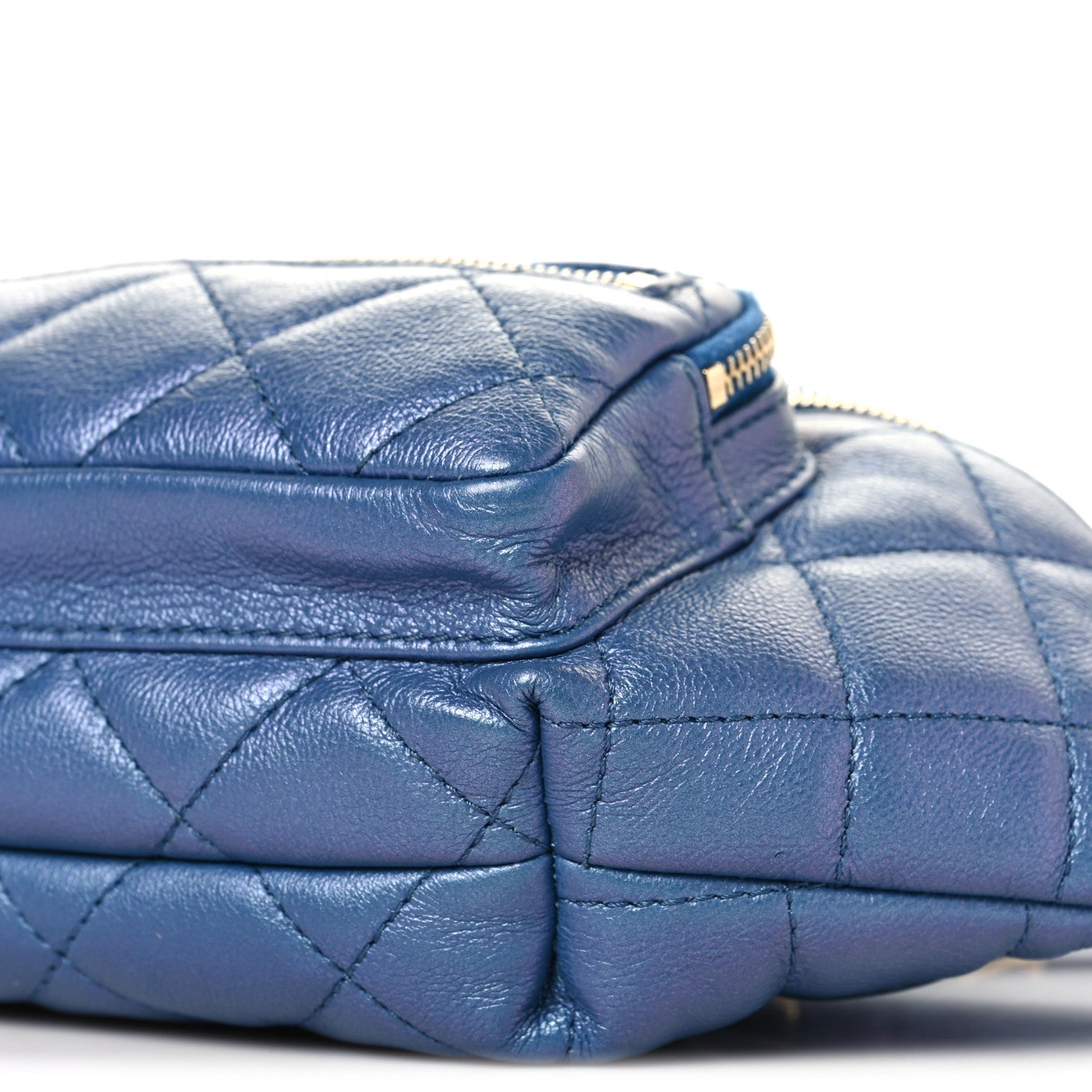 Chanel Iridescent Calfskin Quilted All About Waist Belt Bag Dark Blue