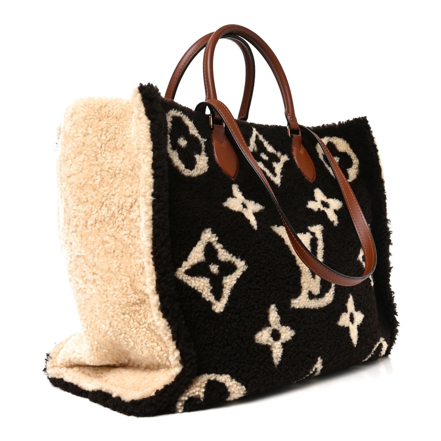 Louis Vuitton Shearling Monogram Giant Teddy Onthego GM Black White