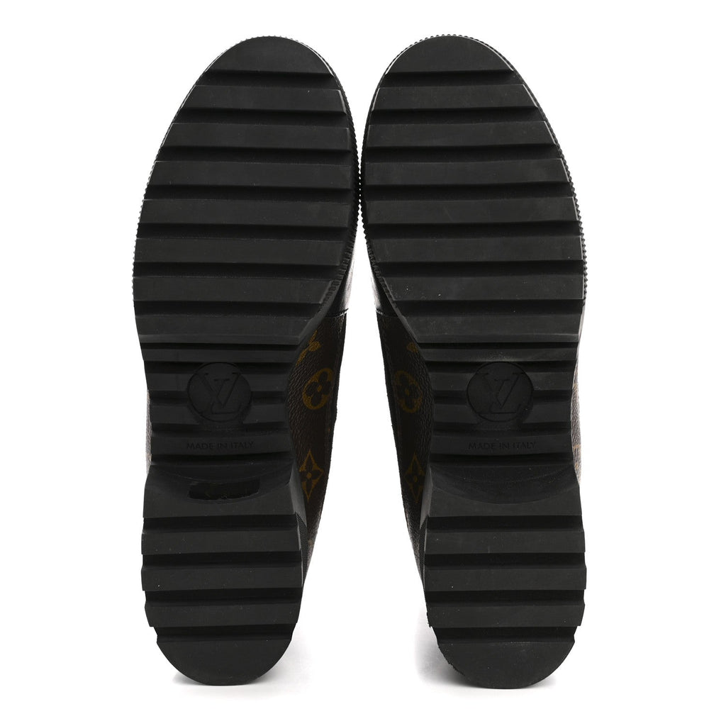 Louis Vuitton Suede Calfskin Monogram Laureate Platform Desert Boots 41 Black
