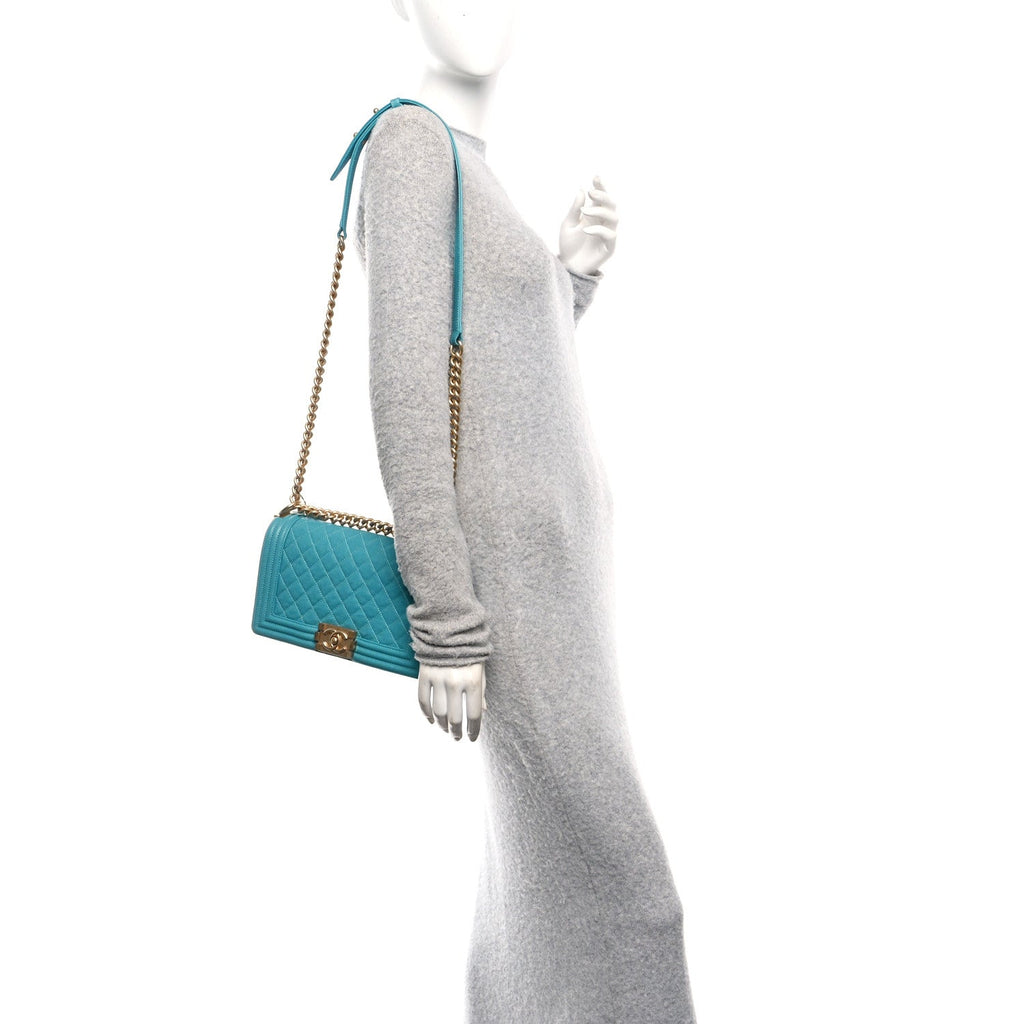 Chanel Caviar Quilted Medium Boy Flap Turquoise