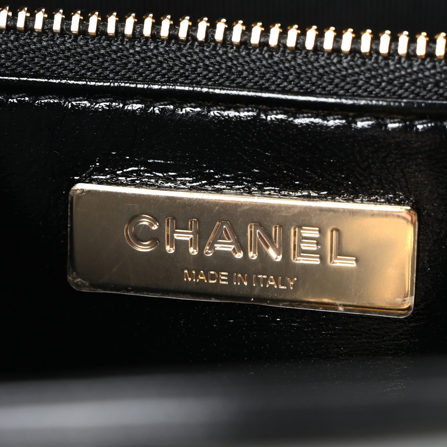 Chanel Shiny Crumpled Calfskin Quilted Mini 31 Shopping Bag Black