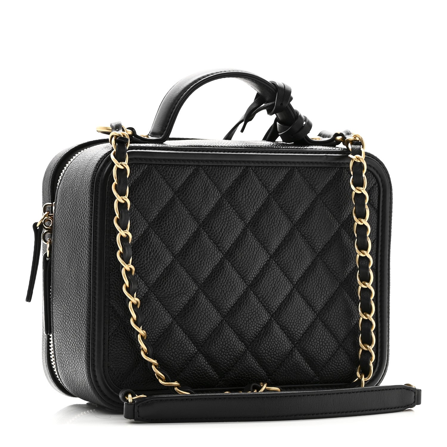 Chanel Caviar Quilted Medium CC Filigree Vanity Case Black