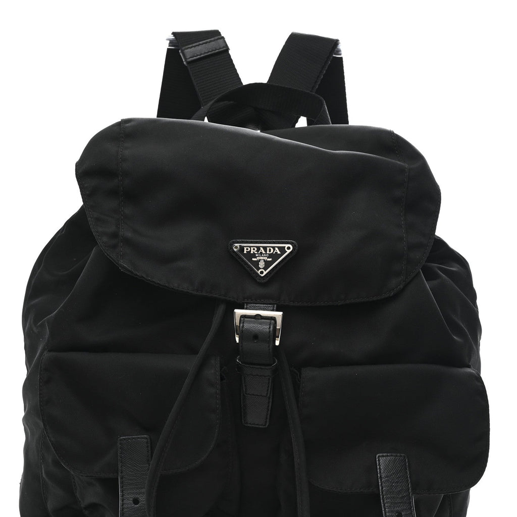 Prada Tessuto Nylon Saffiano Medium Backpack Black