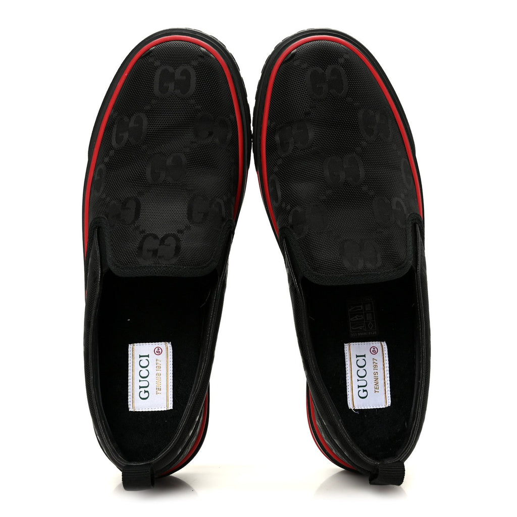 Gucci GG Nylon Mens 1977 Tennis Slip On Sneakers 8.5 Black