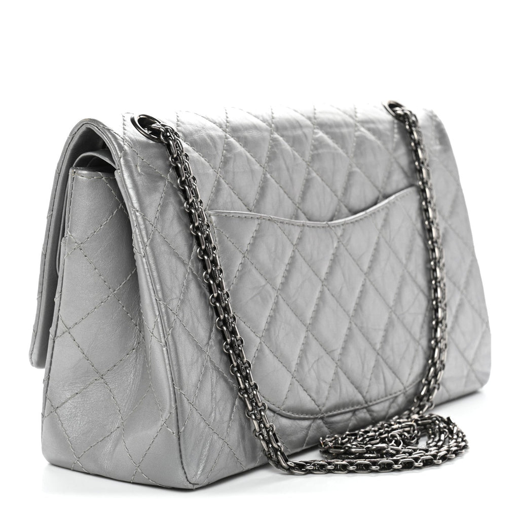 Chanel Metallic Aged Calfskin Quilted 2.55 Reissue 226 Flap Silver