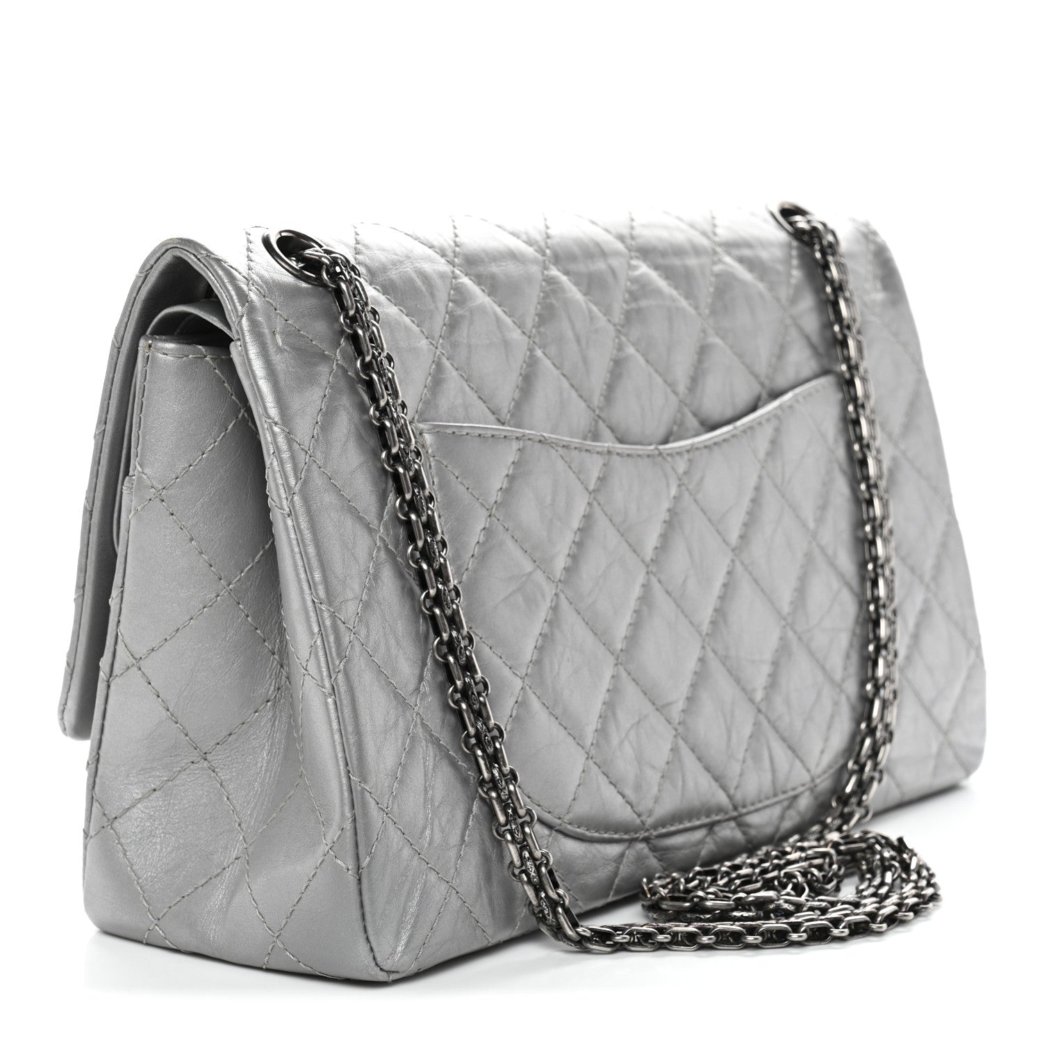 Chanel Metallic Aged Calfskin Quilted 2.55 Reissue 226 Flap Silver