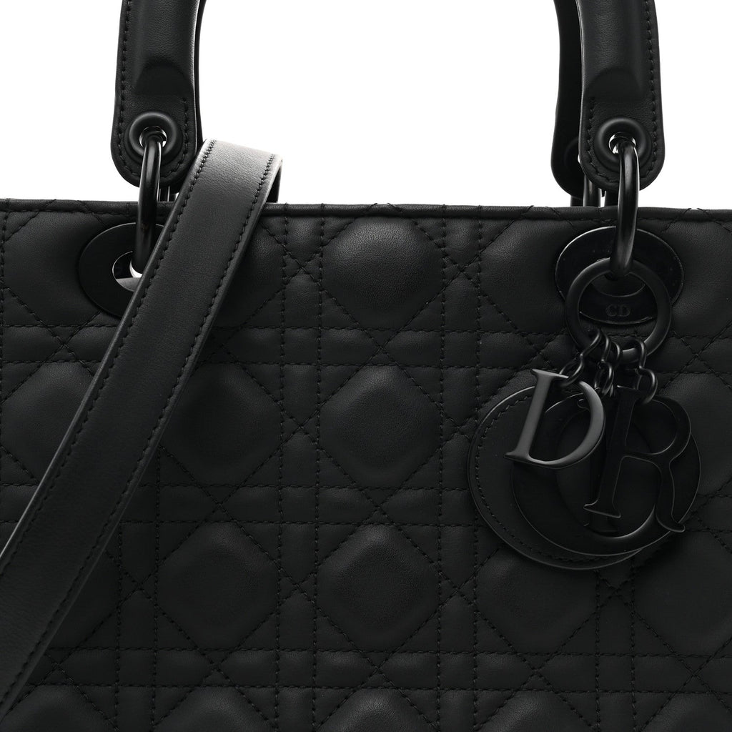 Christian Dior Ultra Matte Calfskin Cannage Medium Lady Dior Black
