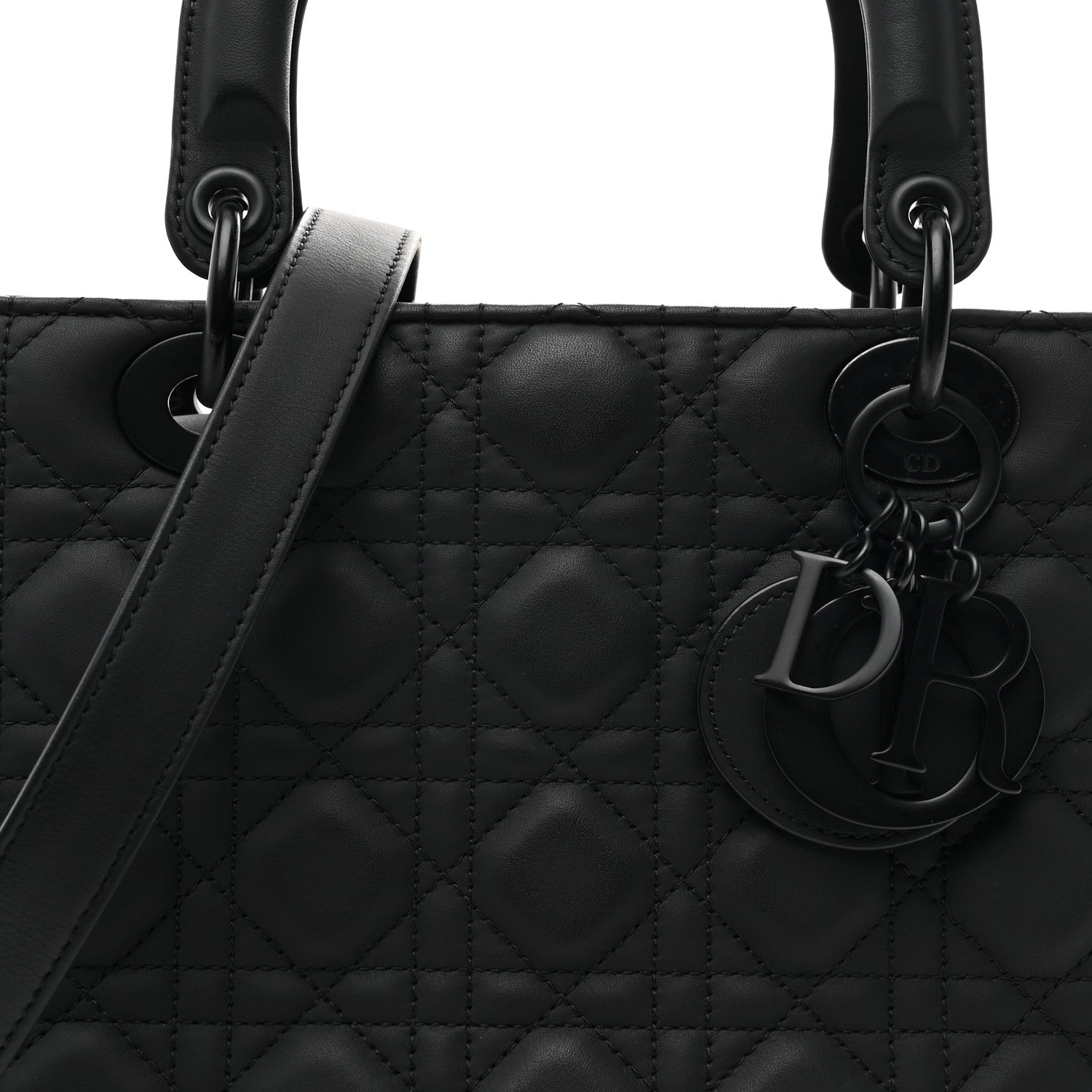 Christian Dior Ultra Matte Calfskin Cannage Medium Lady Dior Black