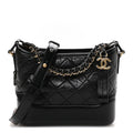Chanel Aged Calfskin Quilted Small Gabrielle Hobo Black