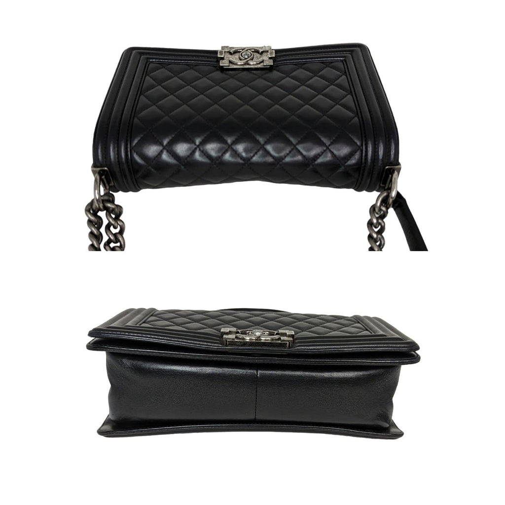 Chanel Black Quilted Calfskin Medium Boy Bag