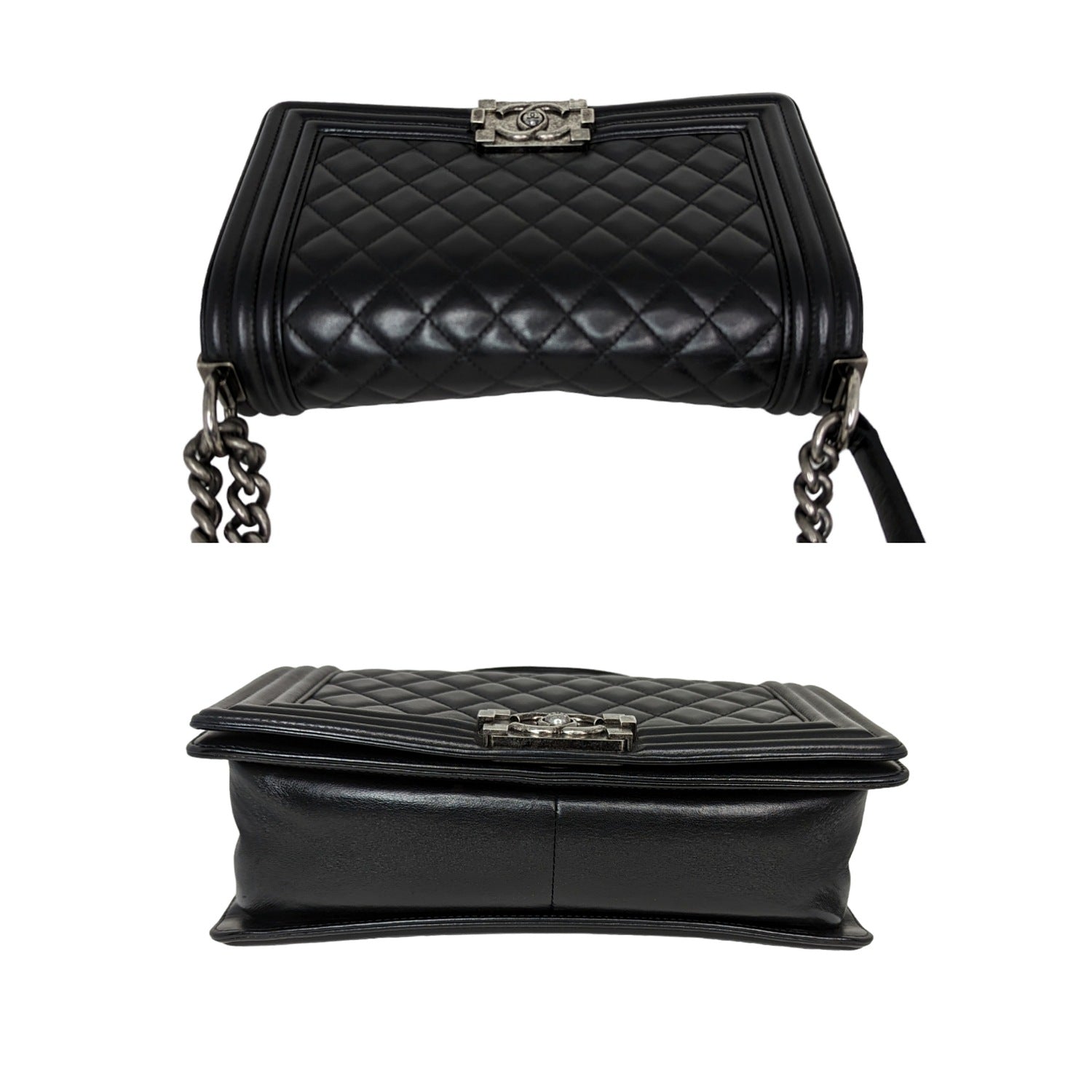 Chanel Black Quilted Calfskin Medium Boy Bag