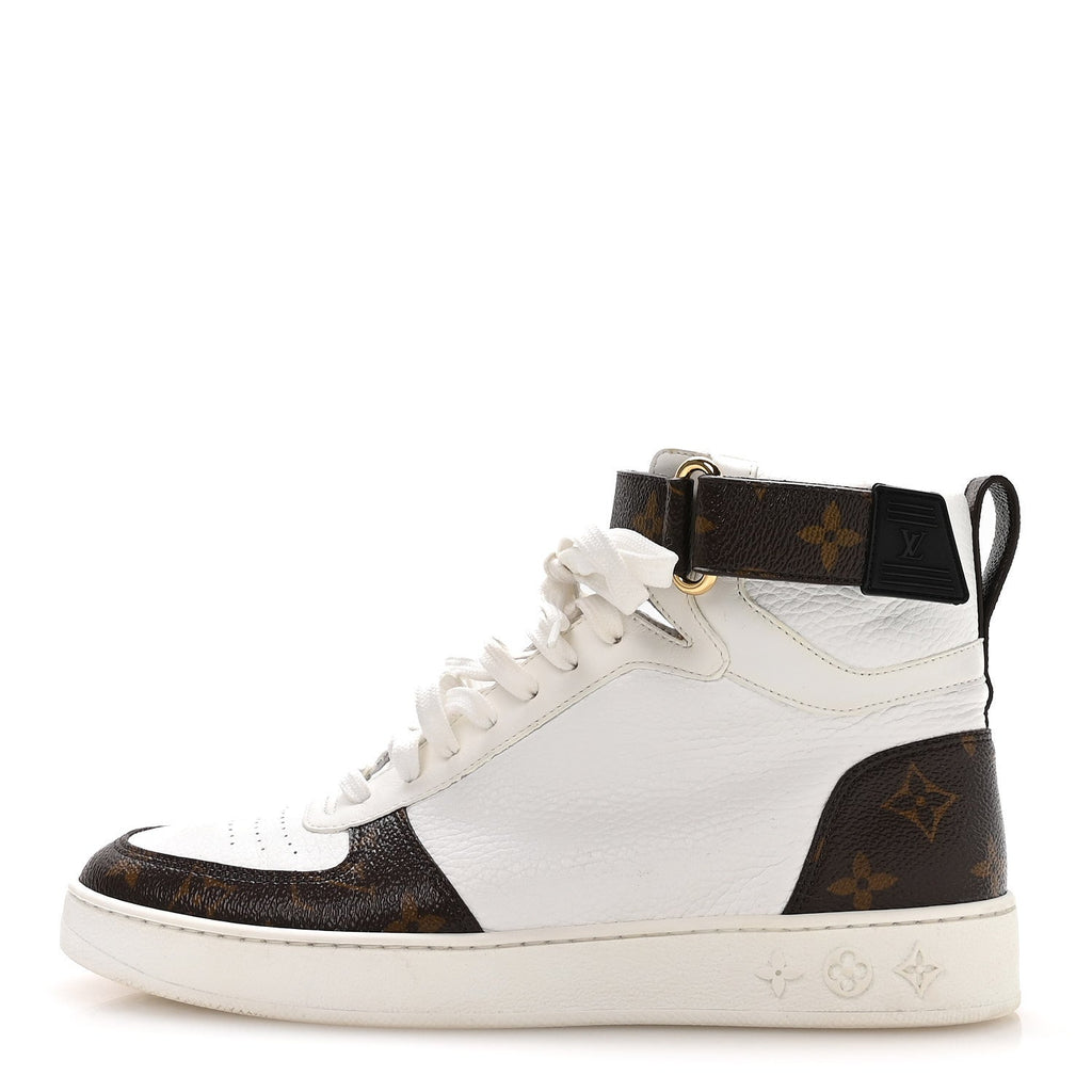 Louis Vuitton Grained Calfskin Monogram Boombox Sneaker Boots 39 White
