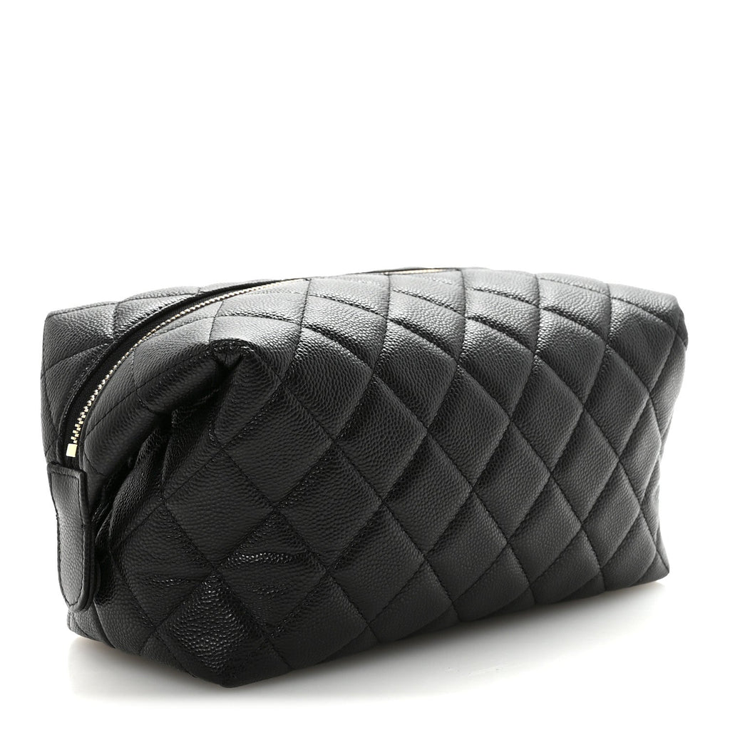 Caviar Quilted Cosmetic Case Black