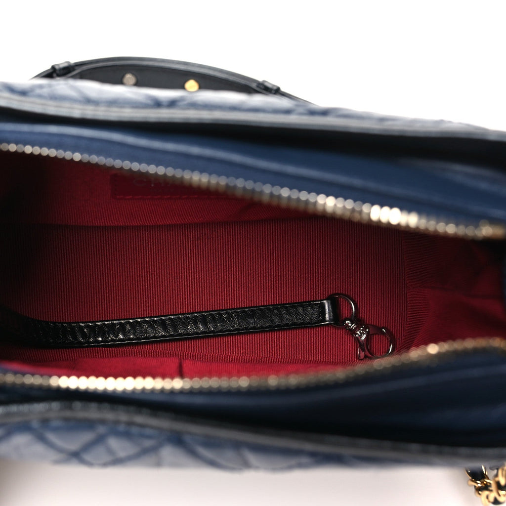 Chanel Aged Calfskin Quilted Small Gabrielle Hobo Dark Grey
