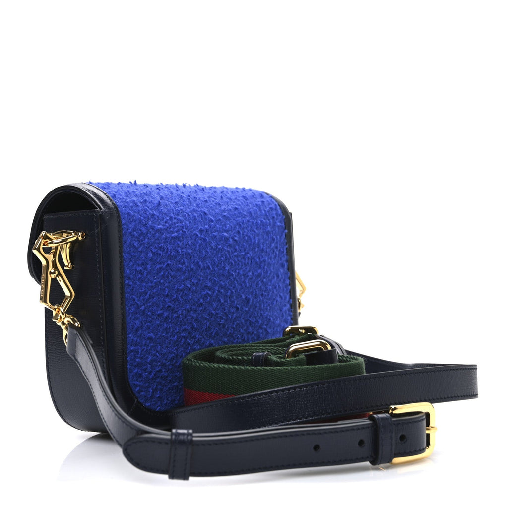Gucci Casy Wool Azalea Calfskin Mini Horsebit 1955 Shoulder Bag Blue China