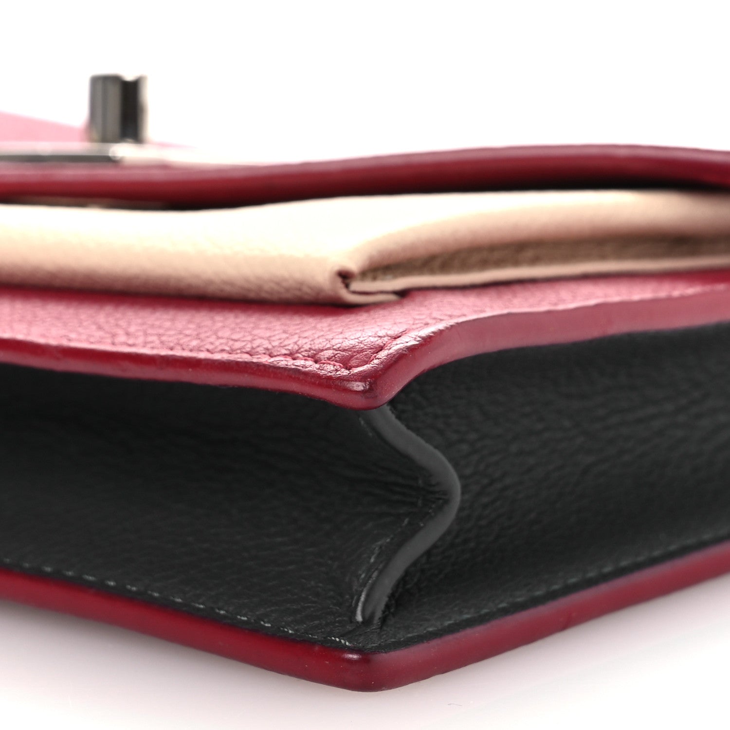 Louis Vuitton Calfskin My Lockme Chain Pochette Lie De Vin Etain Creme