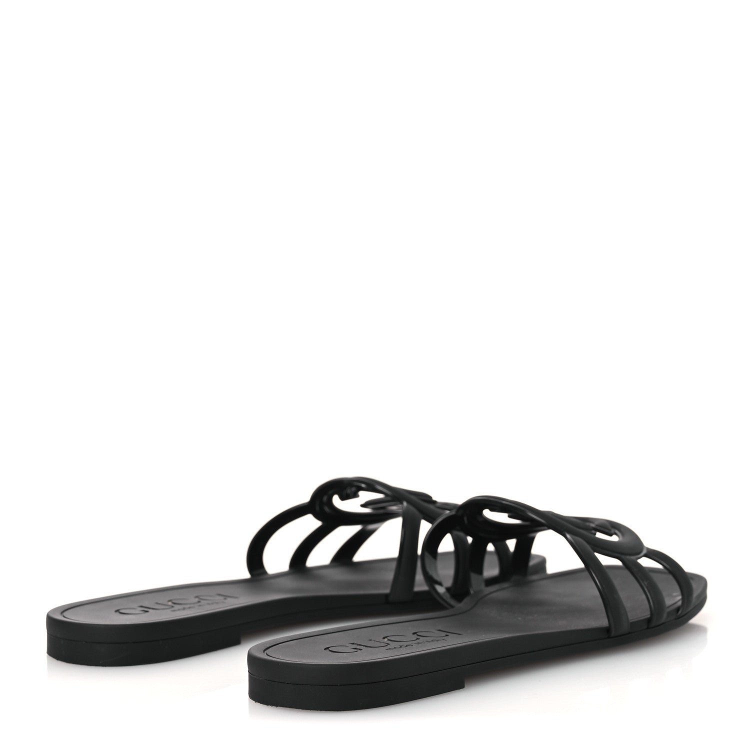 Gucci Rubber Interlocking G Womens Slide Sandals 38 Black