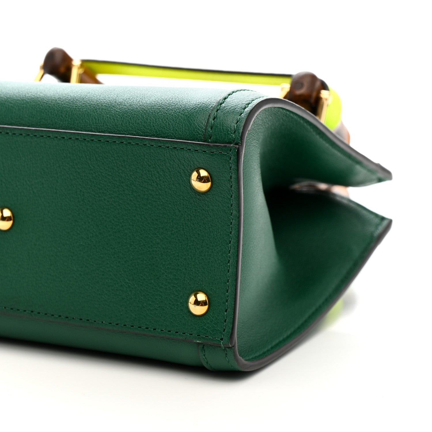 Gucci Wonka Grain Calfskin Mini Diana Tote Bag Green Yellow Fluo