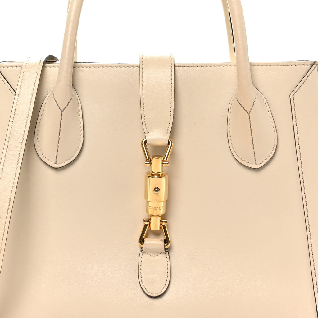 Gucci Boarded Plutone Calfskin Medium Jackie 1961 Tote Mystic White