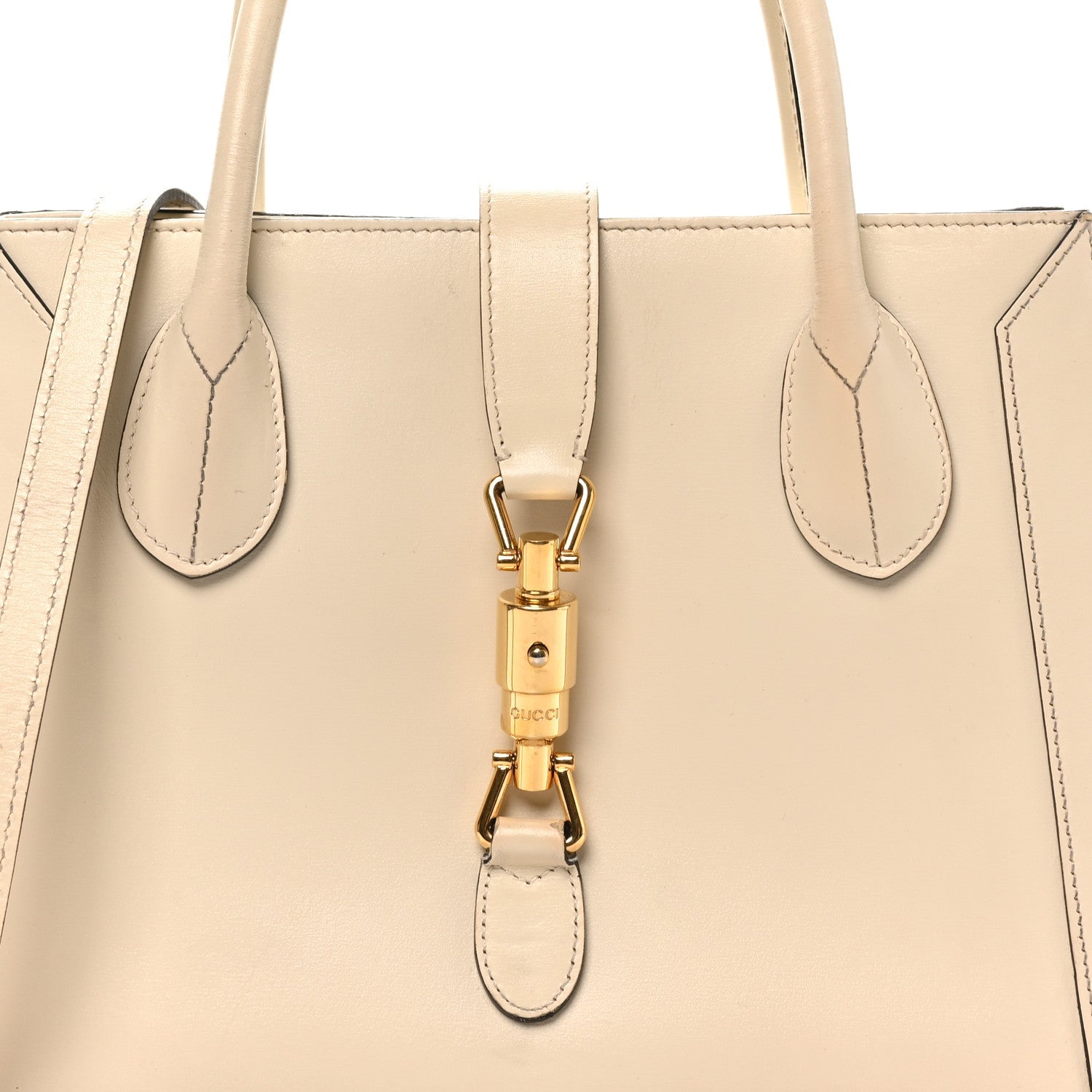 Gucci Boarded Plutone Calfskin Medium Jackie 1961 Tote Mystic White