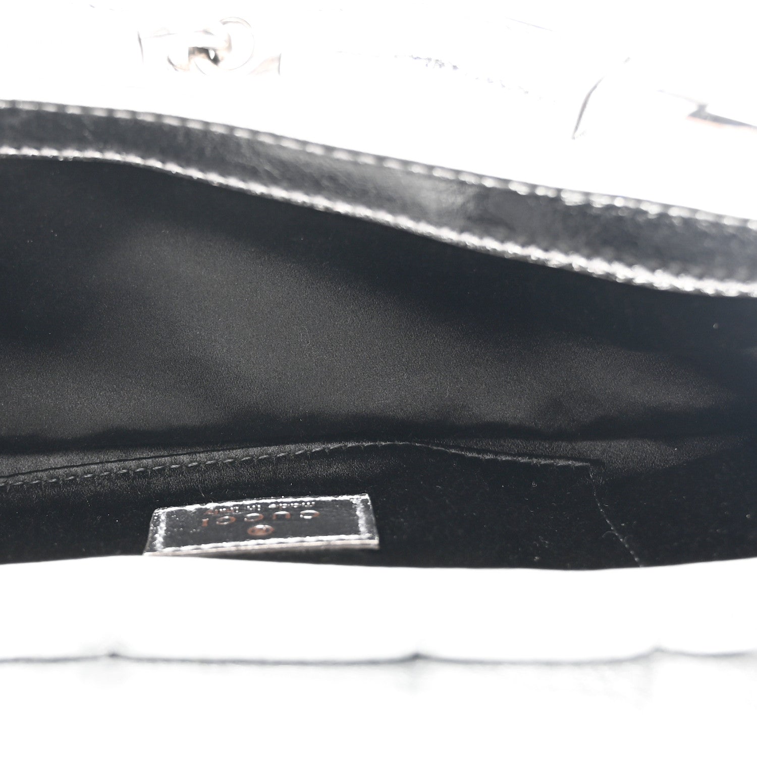 Gucci Metallic Nappa Vertical Matelasse Small Maxi Horsebit Chain Shoulder Bag Silver