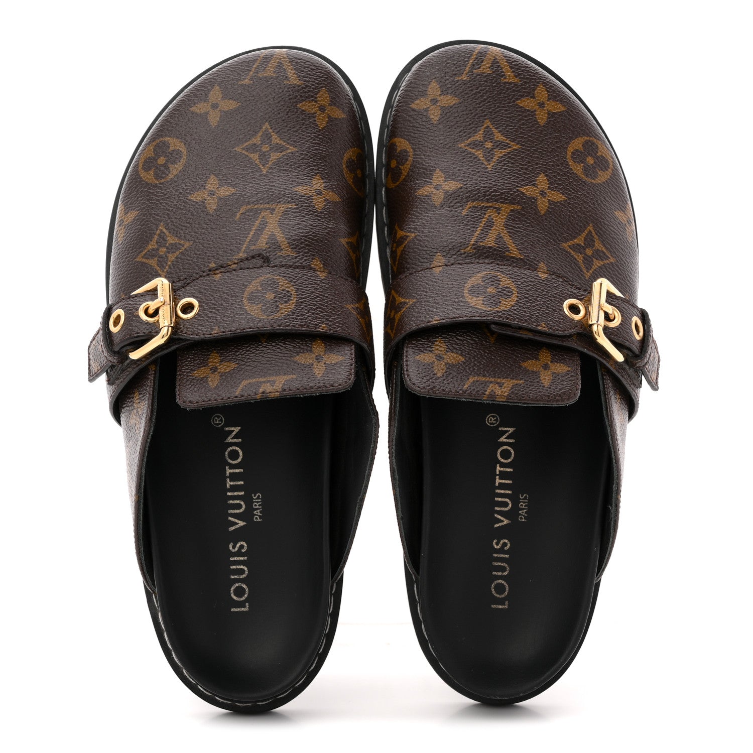 Louis Vuitton Patent Monogram Womens Cosy Flat Comfort Clog Mules 38 Brown
