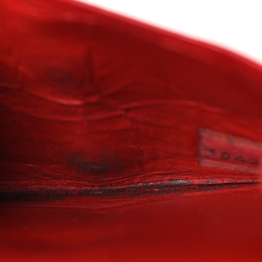 Lambskin Diamond Stitched Flap Card Case Red