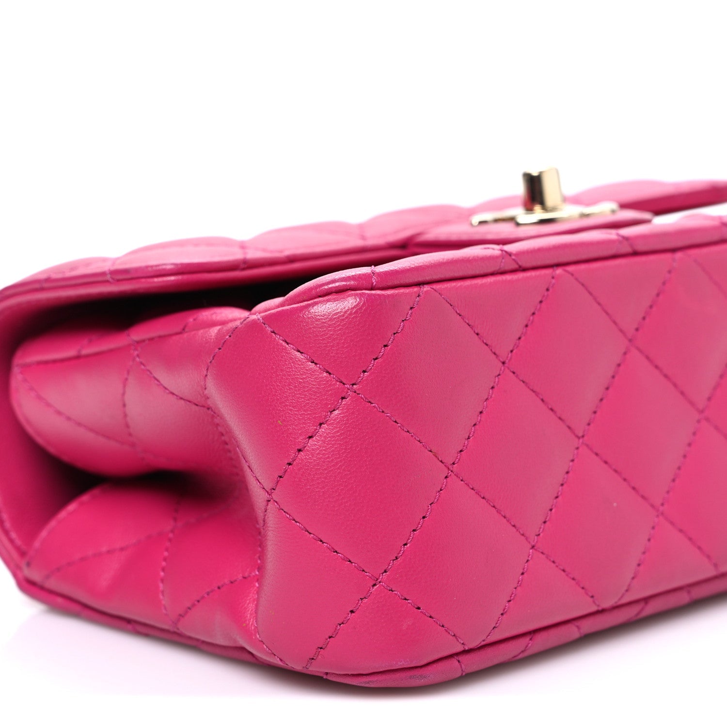 Chanel Lambskin Quilted Mini Crystal Top Handle Rectangular Flap Dark Pink