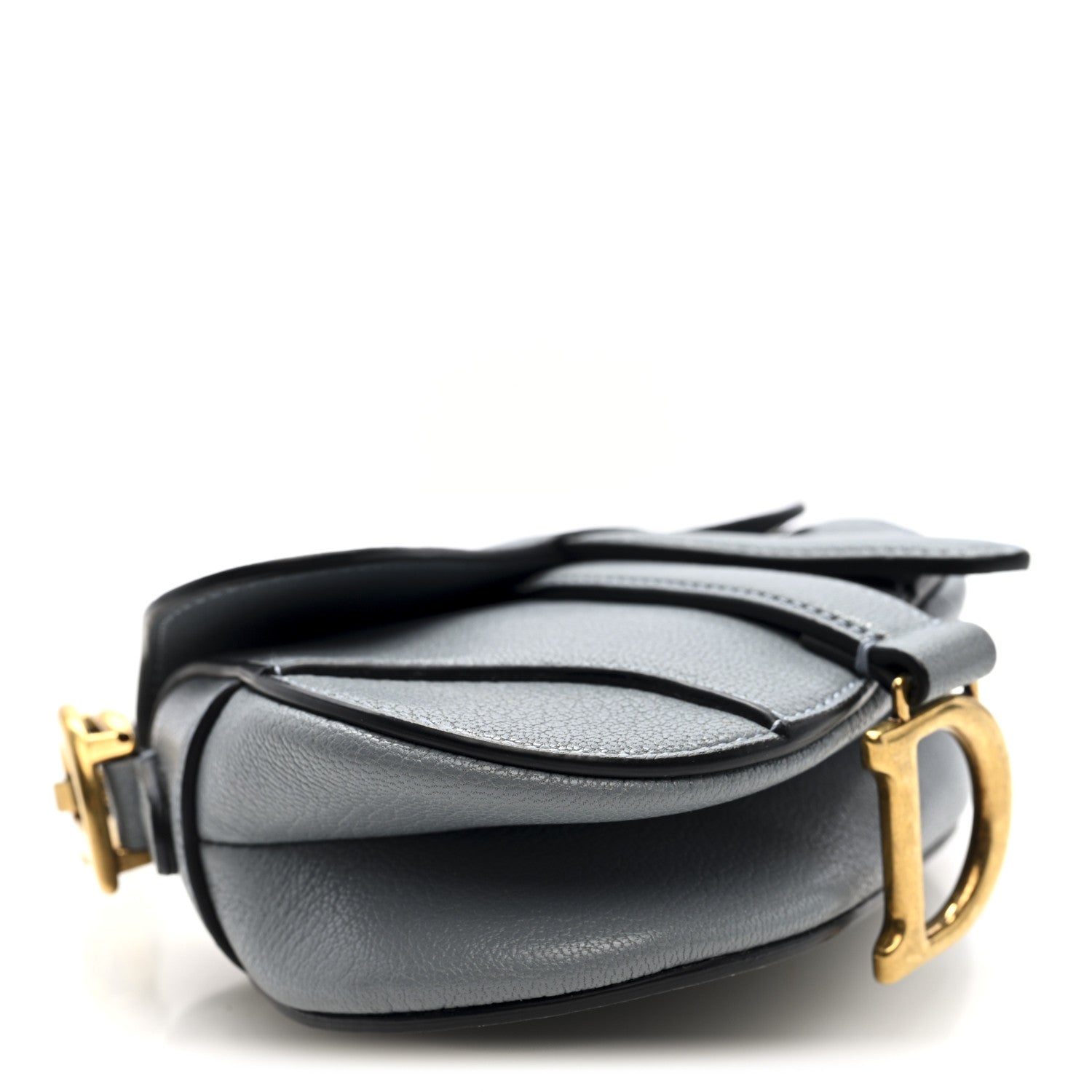 Christian Dior Grained Calfskin Mini Saddle Bag Sky Blue