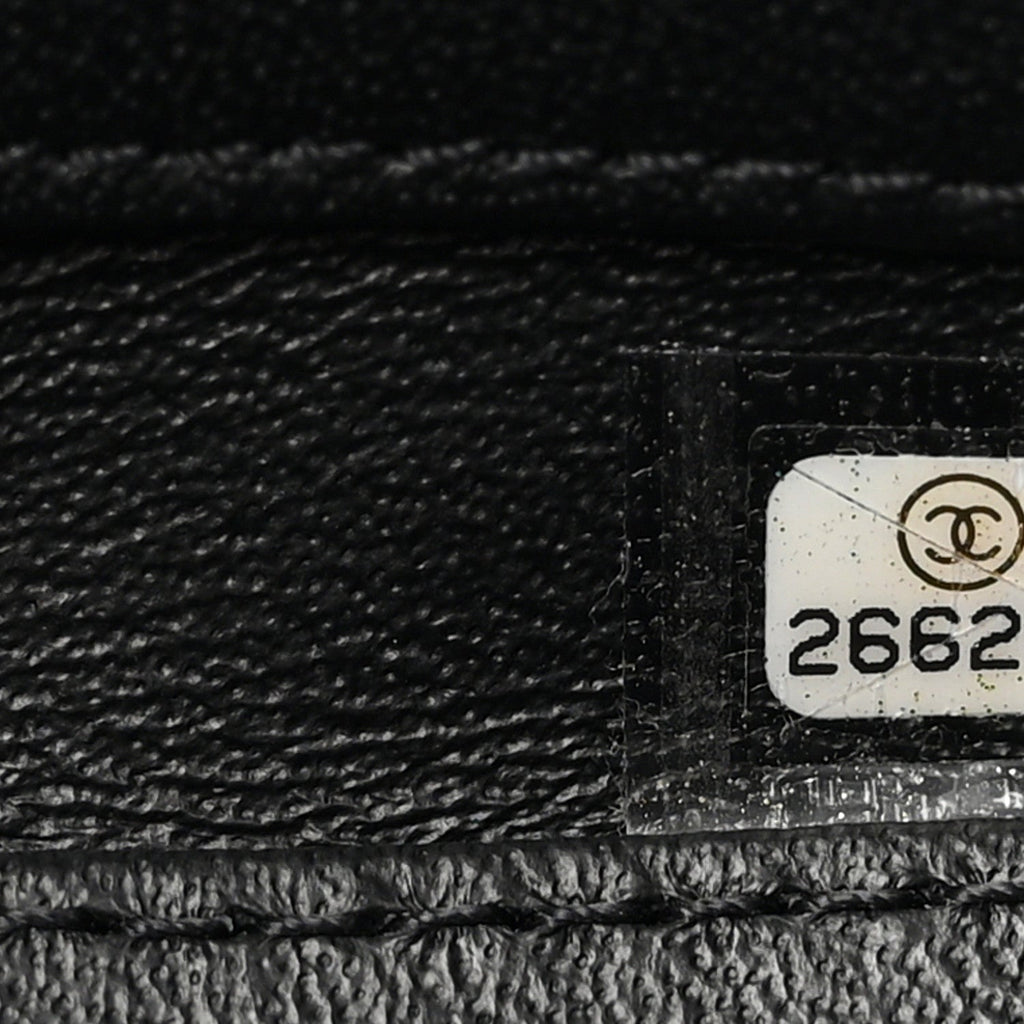 Chanel Lambskin Flat Quilted Knock On Wood Large Vanity Case Black