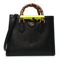 Gucci Calfskin Small Diana Tote Bag Black Yellow Fluo