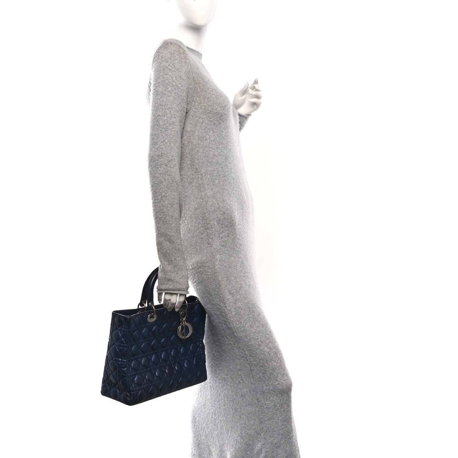 Christian Dior Lambskin Cannage Large Lady Dior Royal Blue
