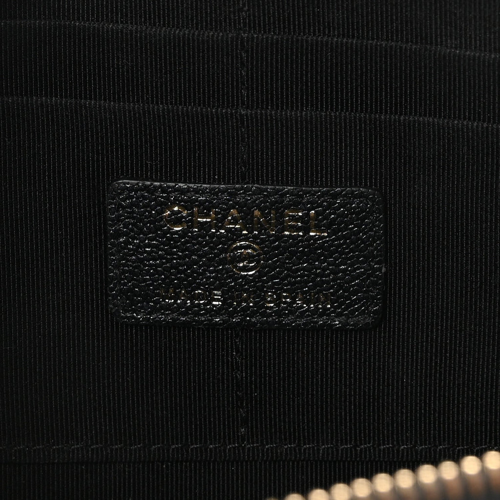 Chanel Iridescent Caviar Quilted Classic Pouch With Handle Black