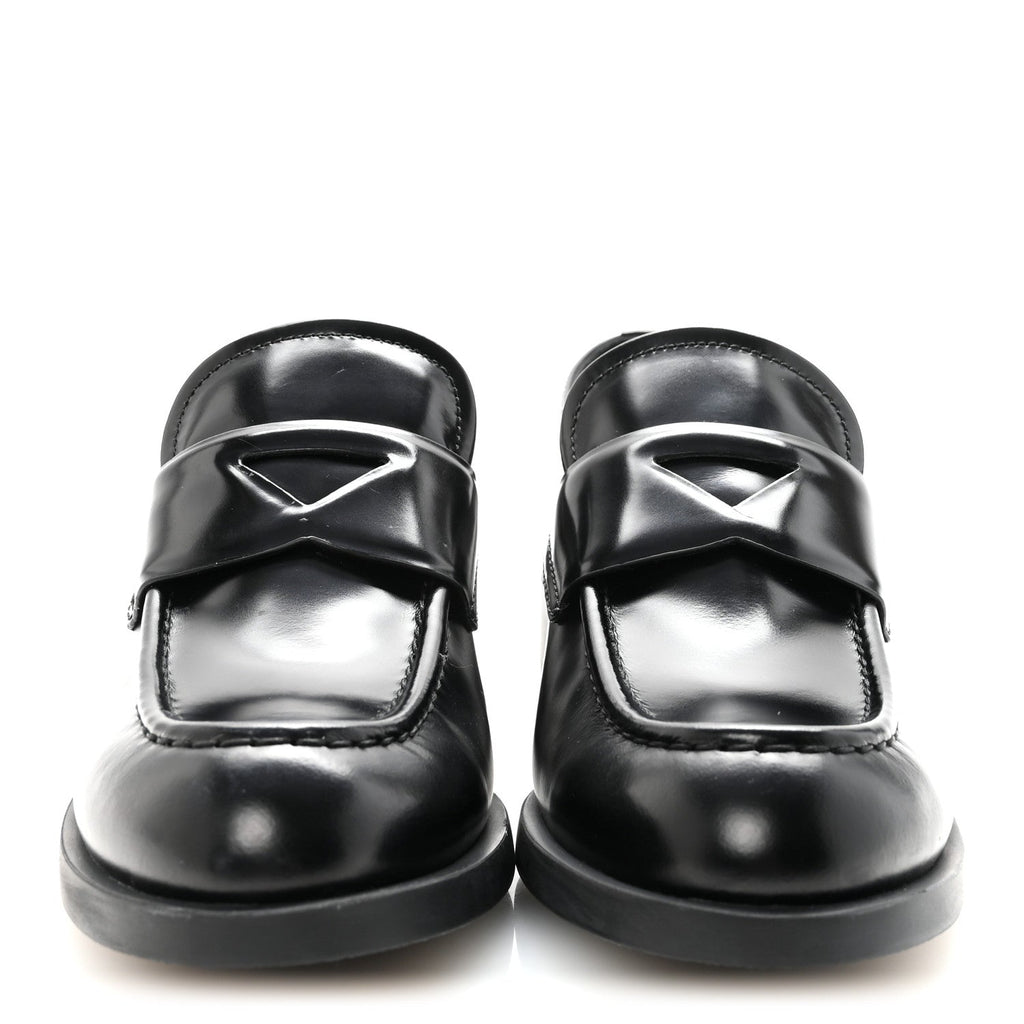Prada Spazzolato Loafers 38 Black